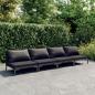 Preview: ARDEBO.de - 4-tlg. Garten-Lounge-Set mit Kissen Poly Rattan Dunkelgrau