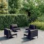 Preview: ARDEBO.de - 4-tlg. Garten-Lounge-Set mit Kissen Poly Rattan Dunkelgrau