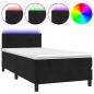 Preview: Boxspringbett mit Matratze & LED Schwarz 90x200 cm Samt