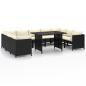 Preview: 10-tlg. Garten-Lounge-Set mit Kissen Poly Rattan Schwarz