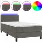 Preview: Boxspringbett mit Matratze & LED Dunkelgrau 90x200 cm Samt