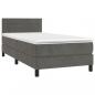 Preview: Boxspringbett mit Matratze & LED Dunkelgrau 90x200 cm Samt