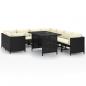 Preview: 9-tlg. Garten-Lounge-Set mit Kissen Poly Rattan Schwarz