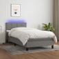 Preview: ARDEBO.de - Boxspringbett mit Matratze & LED Dunkelgrau 90x190 cm Stoff