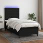 Preview: ARDEBO.de - Boxspringbett mit Matratze & LED Schwarz 100x200 cm Stoff