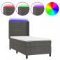 Preview: Boxspringbett mit Matratze & LED Dunkelgrau 90x200 cm Samt