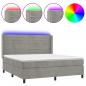 Preview: Boxspringbett mit Matratze & LED Hellgrau 180x200 cm Samt