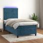 Preview: ARDEBO.de - Boxspringbett mit Matratze & LED Dunkelblau 90x200 cm Samt