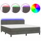 Preview: Boxspringbett mit Matratze & LED Dunkelgrau 180x200 cm Samt