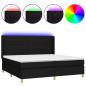 Preview: Boxspringbett mit Matratze & LED Schwarz 200x200 cm Stoff