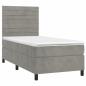 Preview: Boxspringbett mit Matratze Hellgrau 90x200 cm Samt