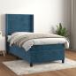 Preview: ARDEBO.de - Boxspringbett mit Matratze Dunkelblau 90x200 cm Samt