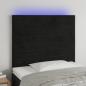 Preview: ARDEBO.de - LED Kopfteil Schwarz 90x5x118/128 cm Samt