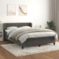 Preview: ARDEBO.de - Boxspringbett mit Matratze Dunkelgrau 180x200 cm Samt