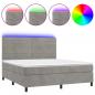 Preview: Boxspringbett mit Matratze & LED Hellgrau 180x200 cm Samt