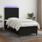 Preview: ARDEBO.de - Boxspringbett mit Matratze & LED Schwarz 90x190 cm Stoff