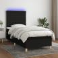 Preview: ARDEBO.de - Boxspringbett mit Matratze & LED Schwarz 90x190 cm Stoff