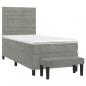 Preview: Boxspringbett mit Matratze Hellgrau 90x190 cm Samt