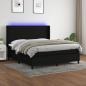 Preview: ARDEBO.de - Boxspringbett mit Matratze & LED Schwarz 180x200 cm Stoff