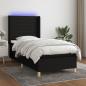 Preview: ARDEBO.de - Boxspringbett mit Matratze & LED Schwarz 90x200 cm Stoff