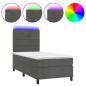 Preview: Boxspringbett mit Matratze & LED Dunkelgrau 90x190 cm Samt