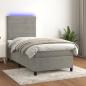 Preview: ARDEBO.de - Boxspringbett mit Matratze & LED Hellgrau 90x200 cm Samt