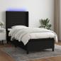 Preview: ARDEBO.de - Boxspringbett mit Matratze & LED Schwarz 90x200 cm Stoff