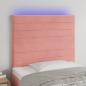 Preview: ARDEBO.de - LED Kopfteil Rosa 100x5x118/128 cm Samt