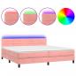 Preview: Boxspringbett mit Matratze & LED Rosa 200x200 cm Samt