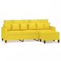 Preview: 3-Sitzer-Sofa mit Hocker Hellgelb 180 cm Stoff