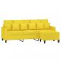 Preview: 3-Sitzer-Sofa mit Hocker Hellgelb 180 cm Stoff