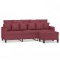 Preview: 3-Sitzer-Sofa mit Hocker Weinrot 180 cm Stoff