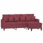 Preview: 3-Sitzer-Sofa mit Hocker Weinrot 180 cm Stoff