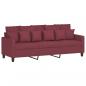 Preview: 3-Sitzer-Sofa mit Hocker Weinrot 180 cm Stoff