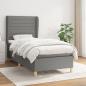 Preview: ARDEBO.de - Boxspringbett mit Matratze Dunkelgrau 100x200 cm Stoff