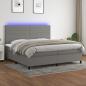 Preview: ARDEBO.de - Boxspringbett mit Matratze & LED Dunkelgrau 200x200 cm Stoff