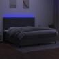 Preview: Boxspringbett mit Matratze & LED Dunkelgrau 200x200 cm Stoff