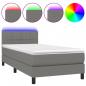 Preview: Boxspringbett mit Matratze & LED Dunkelgrau 80x200 cm Stoff