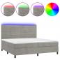 Preview: Boxspringbett mit Matratze & LED Hellgrau 200x200 cm Samt