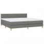 Preview: Boxspringbett mit Matratze & LED Dunkelgrau 200x200 cm Stoff