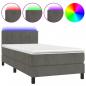 Preview: Boxspringbett mit Matratze & LED Dunkelgrau 90x190 cm Samt