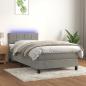 Preview: ARDEBO.de - Boxspringbett mit Matratze & LED Hellgrau 90x200 cm Samt