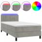 Preview: Boxspringbett mit Matratze & LED Hellgrau 90x200 cm Samt