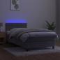 Preview: Boxspringbett mit Matratze & LED Hellgrau 90x200 cm Samt