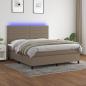 Preview: ARDEBO.de - Boxspringbett mit Matratze & LED Taupe 180x200 cm Stoff