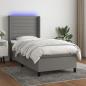 Preview: ARDEBO.de - Boxspringbett mit Matratze & LED Dunkelgrau 100x200 cm Stoff