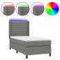 Preview: Boxspringbett mit Matratze & LED Dunkelgrau 100x200 cm Stoff