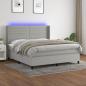 Preview: ARDEBO.de - Boxspringbett mit Matratze & LED Hellgrau 180x200 cm Stoff