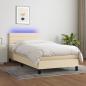 Preview: ARDEBO.de - Boxspringbett mit Matratze & LED Creme 90x190 cm Stoff