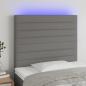 Preview: ARDEBO.de - LED Kopfteil Dunkelgrau 100x5x118/128 cm Stoff